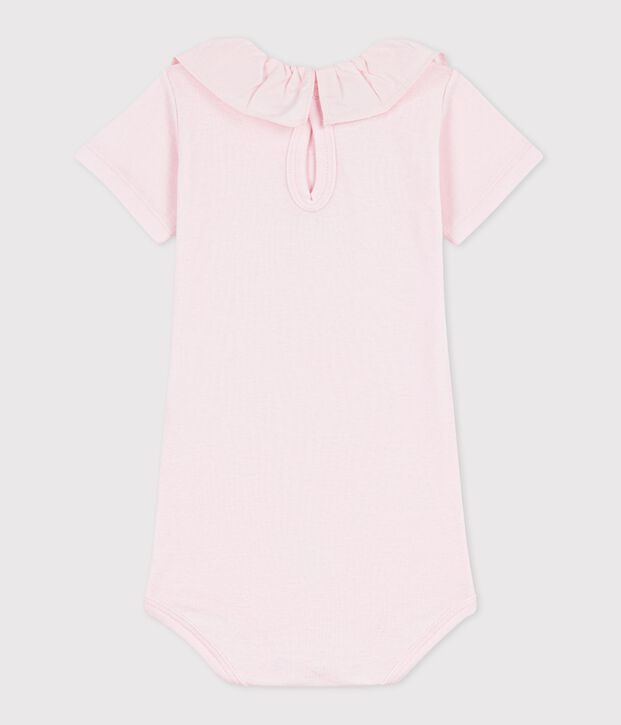 Body b&eacute;b&eacute; en coton &agrave; col, uni rose clair