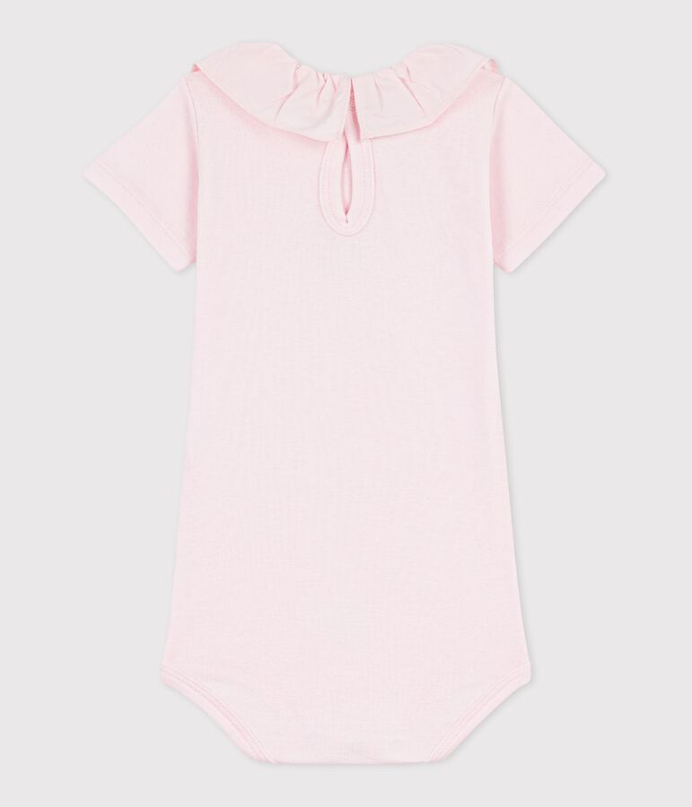 Body b&eacute;b&eacute; en coton &agrave; col, uni rose