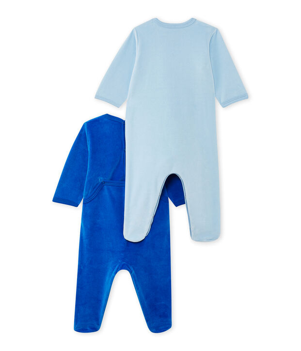 Set van twee fluwelen pyjama's voor baby wit