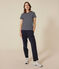 Le Droit, gestreept katoenen T-shirt met ronde hals voor dames blauw SMOKING/wit MARSHMALLOW