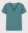 L'ICONIQUE, dames-T-shirt met V-hals in katoen groen BRUT