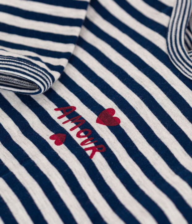 Pyjama  rayures en tubique b&eacute;b&eacute; bleu/beige