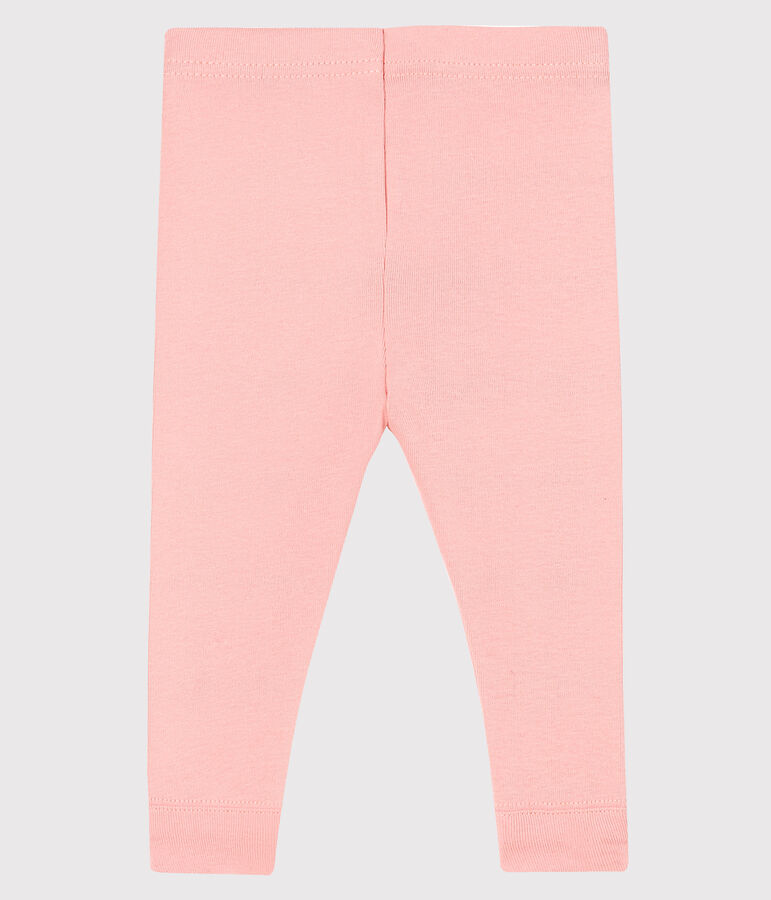Legging b&eacute;b&eacute; fille en c&ocirc;te 1x1 unie rose