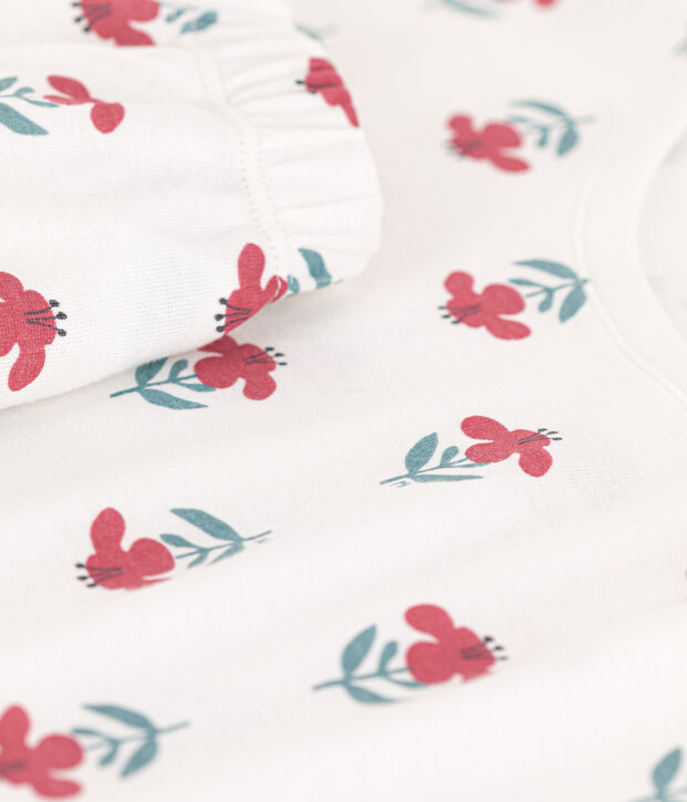 Pyjacourt fleurs en coton femme blanc/multicouleur