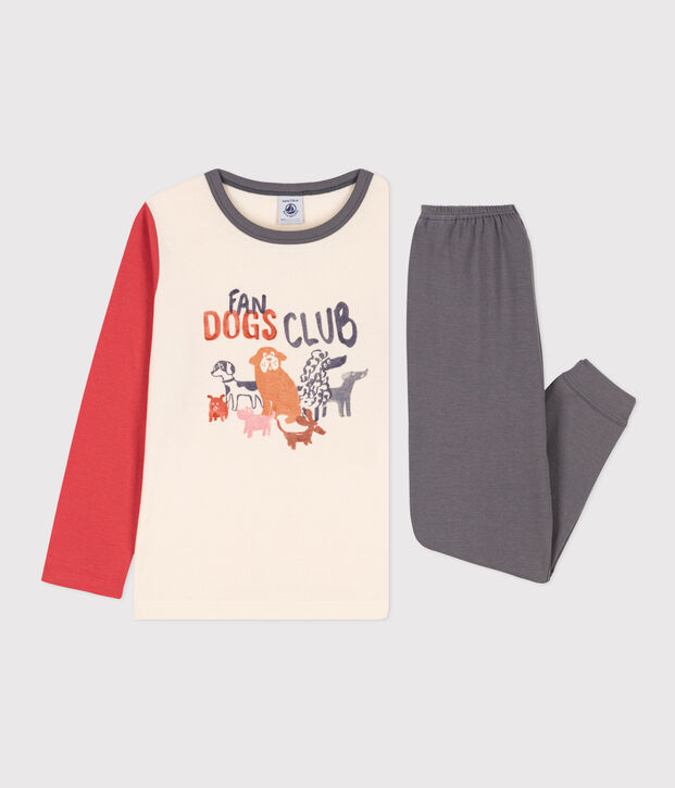 Katoenen pyjama voor kleine meisjes en jongens grijs/multicouleur