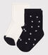 2 paires de chaussettes en coton à pois bébé