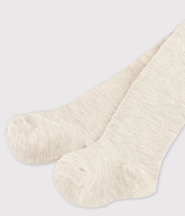 Collant b&eacute;b&eacute; uni en coton beige chin&eacute;