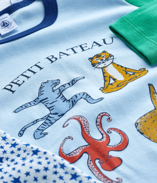 Lot de 2 pyjamas petit gar&ccedil;on en c&ocirc;te et tubique multicouleur