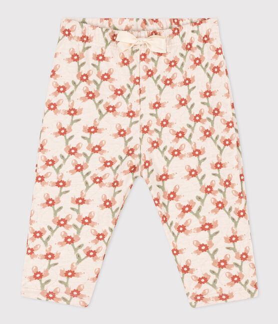 Broek in doorgestikt tubic met print voor baby's wit AVALANCHE/ MULTICO