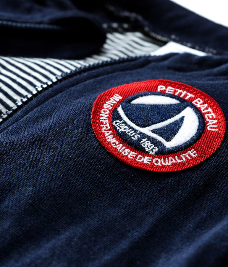 Cardigan zipp&eacute; b&eacute;b&eacute; gar&ccedil;on en tubique bleu SMOKING/blanc MARSHMALLOW CN