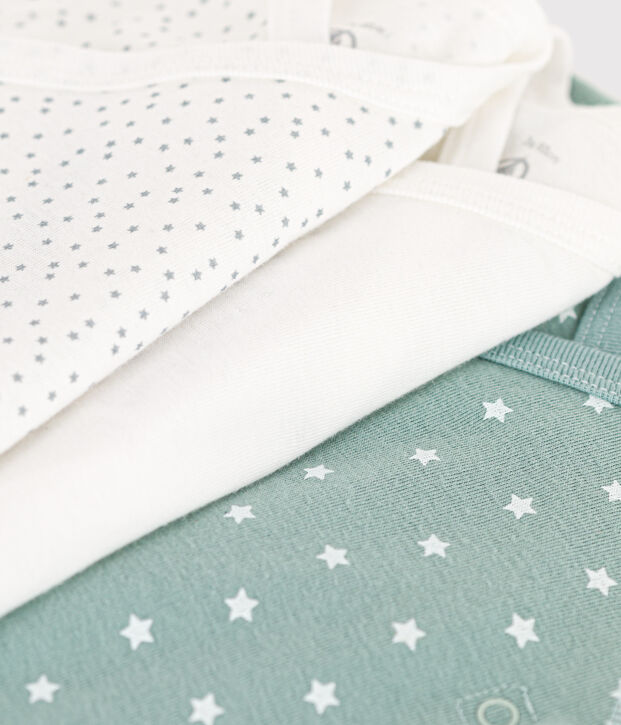 Lot de 3 bodies crois&eacute;s manches longues en coton multicouleur