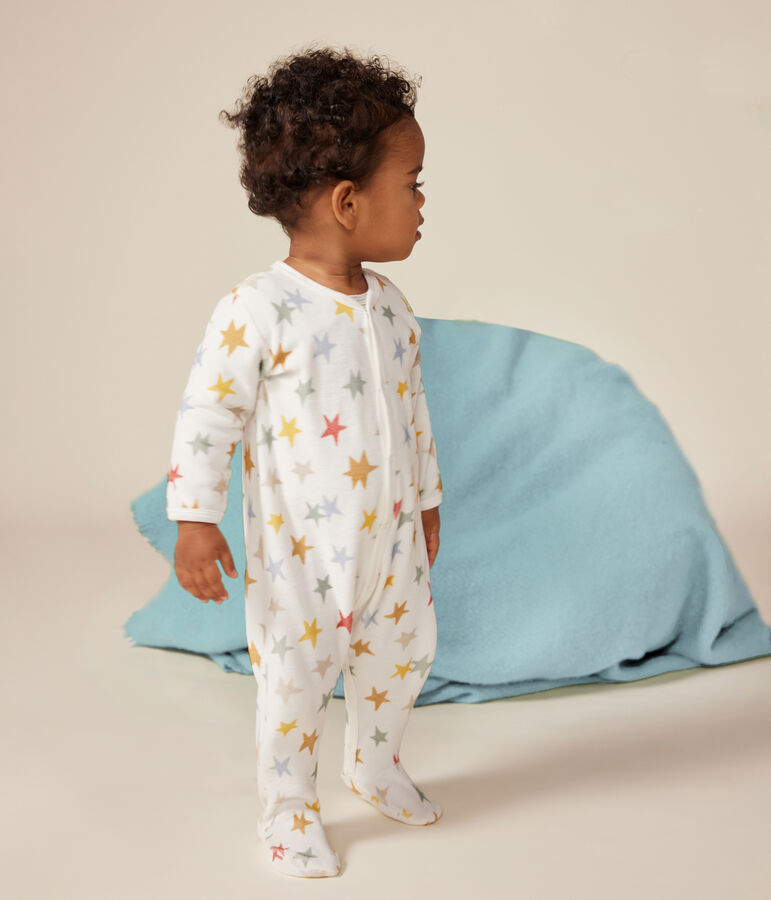 Pyjama en velours imprim&eacute; &eacute;toiles b&eacute;b&eacute; blanc/multicouleur