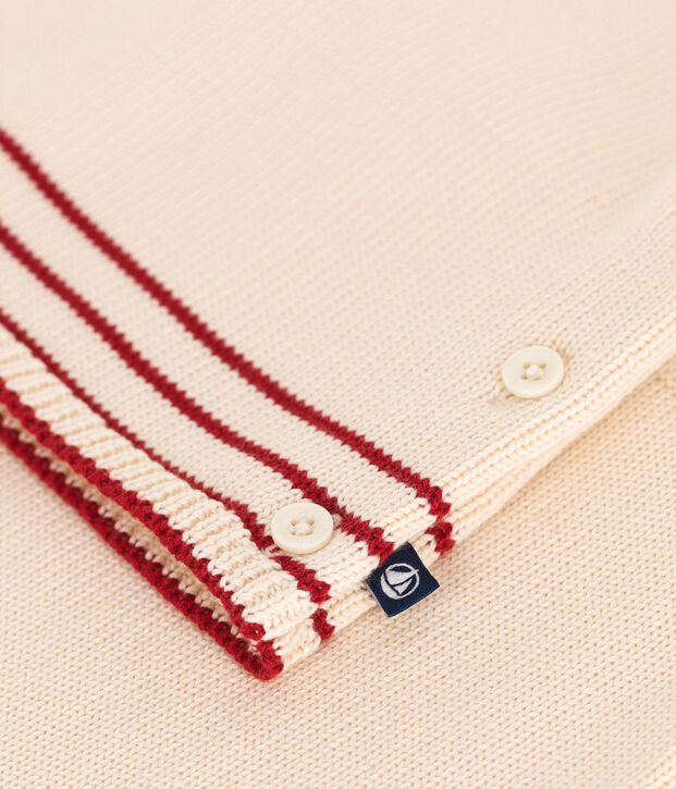 Tweedelig babysetje van gebreid katoen ecru/rood