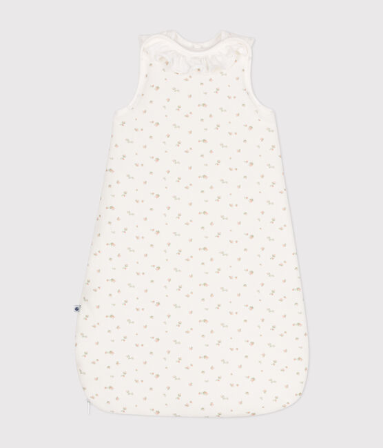 Fluwelen trappelzakje met bloemmotiefje voor baby's - TOG 3 wit MARSHMALLOW/wit MULTICO