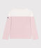 Teeshirt marinière femme en coton manches longues blanc MARSHMALLOW/rose CHARME