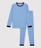 Pyjama à rayures milleraies garçon en coton bleu RUISSEAU/blanc MARSHMALLOW