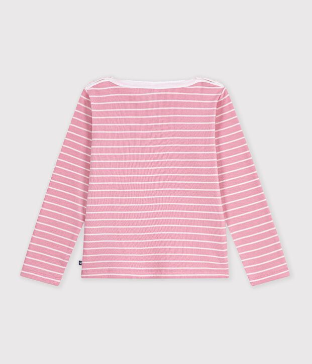 Katoenen marinetruitje voor kinderen roze/wit