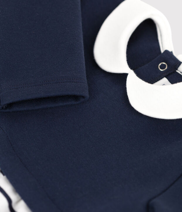 Robe manches longues b&eacute;b&eacute; bimati&egrave;re bleu/blanc