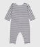 Pyjama bébé en coton sans pieds imprimé rayures bleu MILK/ SOIR