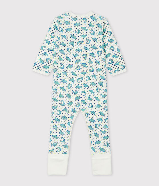 Babypyjama van ribstof wit MARSHMALLOW/wit MULTICO