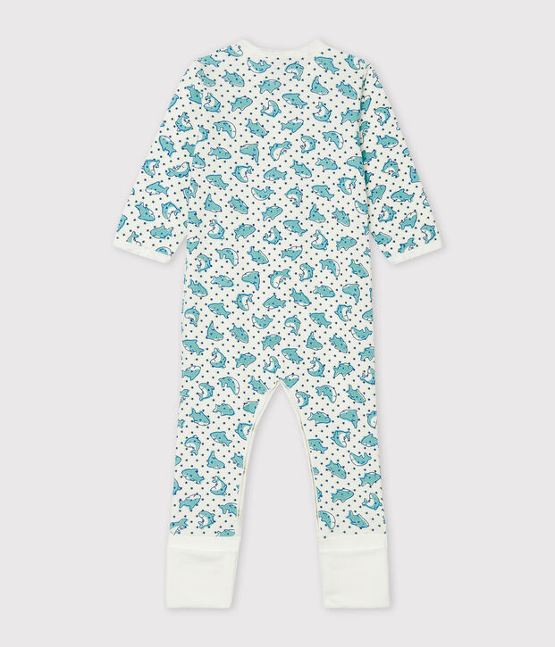 Babypyjama van ribstof wit/multicouleur