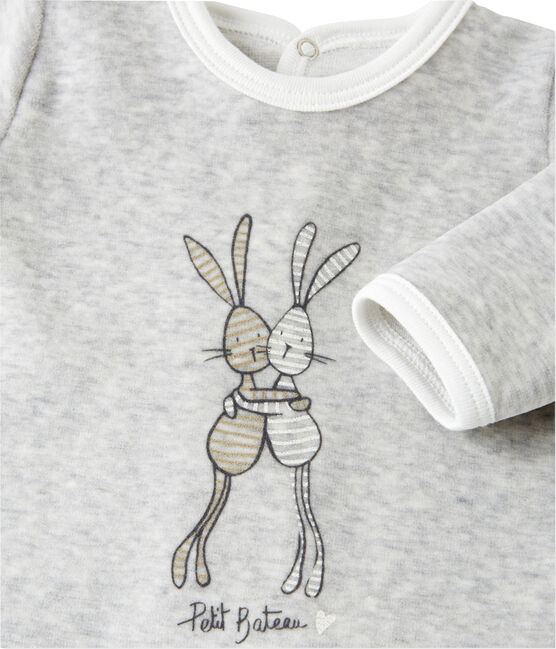 Uniseks babypyjama in boucléfluweel grijs BELUGA CHINE