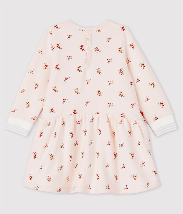 Molton jurk met lange mouwen voor babymeisjes roze/multicouleur