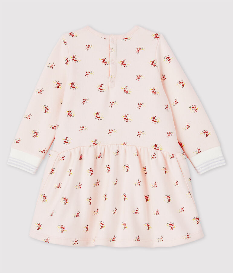 Robe manches longues en molleton b&eacute;b&eacute; fille rose/multicouleur