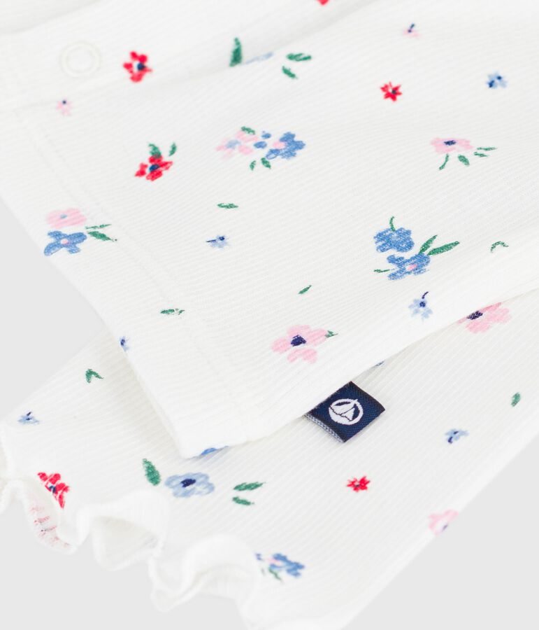 Katoenen babyvestje met bloemenprint wit MARSHMALLOW/wit MULTICO