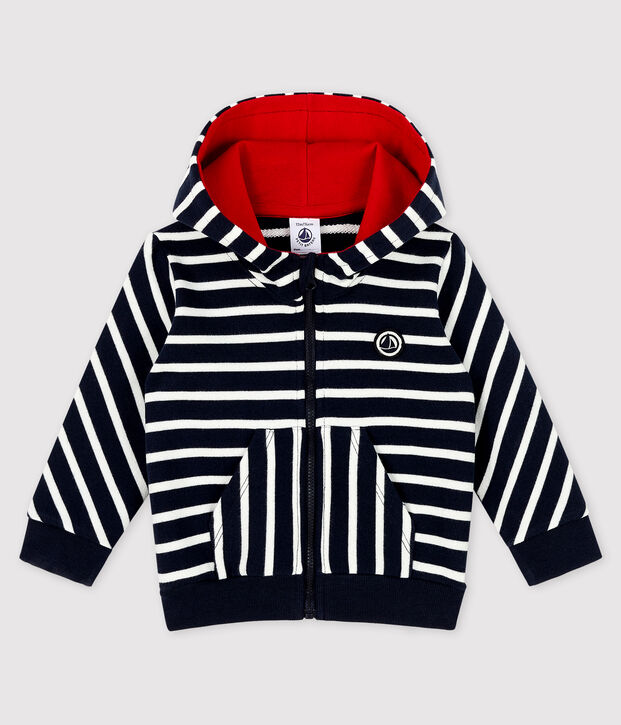 Sweatshirt &agrave; capuche b&eacute;b&eacute; gar&ccedil;on bleu/blanc