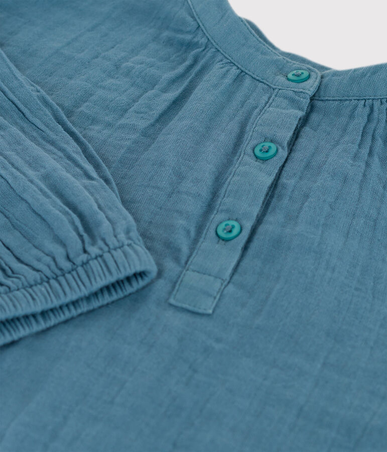 Blouse en gaze de coton enfant fille bleu ROVER