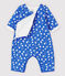 Lange vogel-jumpsuit voor baby van doorgestikt tubic biologisch katoen blauw COOL/ecru MULTICO