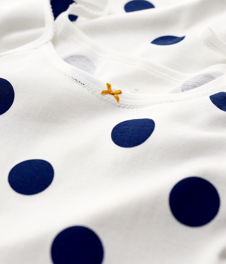 Robe &agrave; bretelles &agrave; pois en coton Femme blanc/bleu