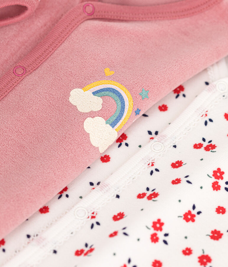 Setje met 2 fluwelen babypyjama's multicouleur