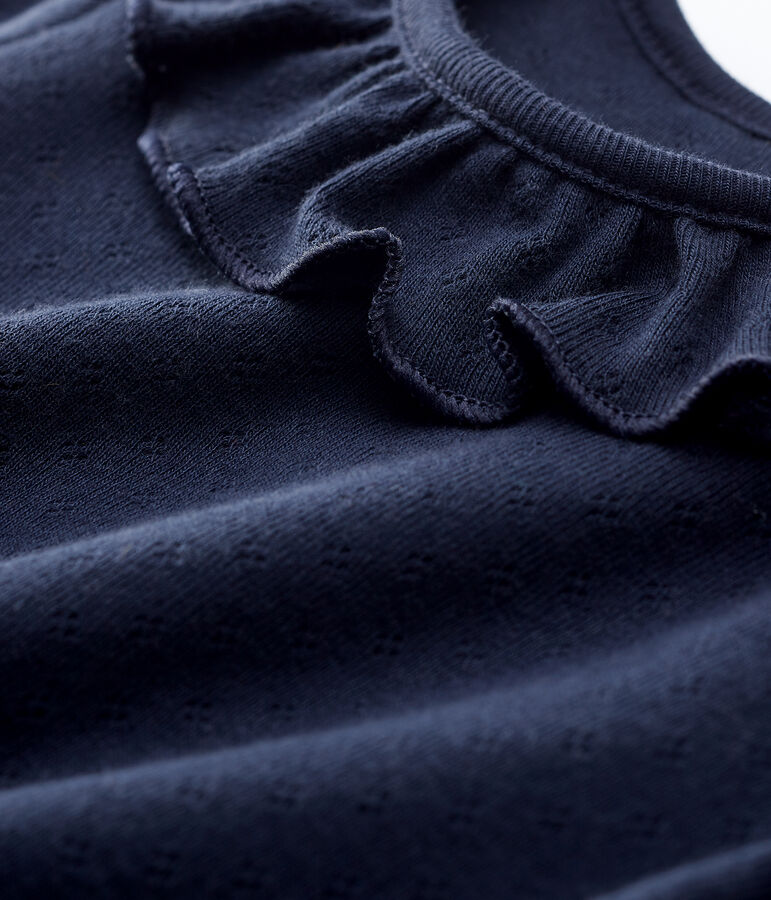 Ajour katoenen blouse met korte mouwen voor babymeisjes blauw