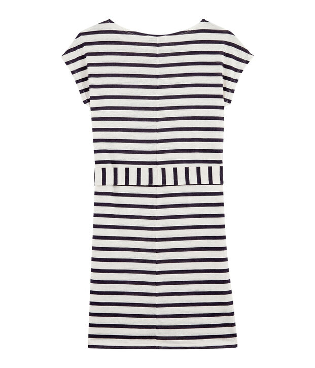 Robe Lin Femme blanc/bleu