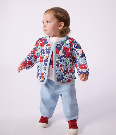 Veste b&eacute;b&eacute; en coton matelass&eacute;e, imprim&eacute;e fleurs