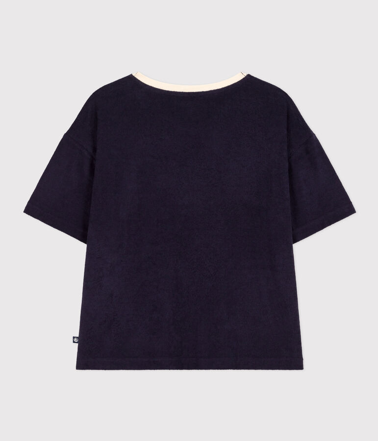 LE Boxy, T-shirt van katoenen badstof voor dames blauw
