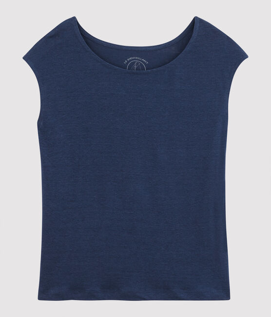 T-shirt en lin uni Femme bleu MEDIEVAL