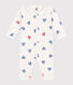 Gestreepte katoenen babypyjama met hartjes en strepen zonder voetjes met kraag 