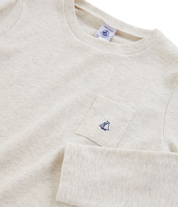 Tee-shirt manches longues enfant gar&ccedil;on beige chin&eacute;