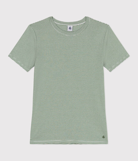 L'Iconique, gestreept katoenen T-shirt voor dames PALMERAIE/ MARSHMALLOW