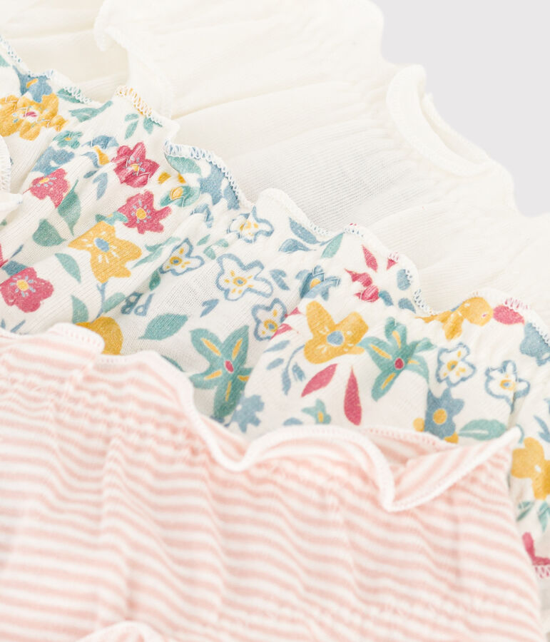 Set van 3 meisjesslips met bloemetjes in katoen multicouleur