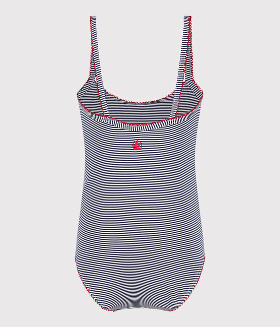 Maillot de bain une pièce enfant à rayures bleu MEDIEVAL/blanc MARSHMALLOW