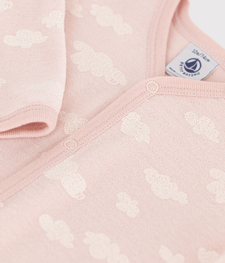 Babypyjama met wolkenprint van velours roze/wit