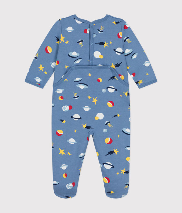 Pyjama en molleton gratt&eacute; imprim&eacute; espace b&eacute;b&eacute; bleu/multicouleur