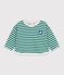 Gestreept T-shirt met lange mouwen in katoen voor baby's groen/beige