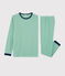 Pyjama milleraies mixte en côte vert PRADO/blanc MARSHMALLOW