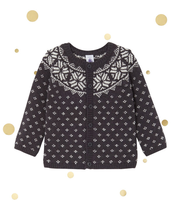 Cardigan in jacquardgeweven wolmix voor babyjongens grijs/multicouleur