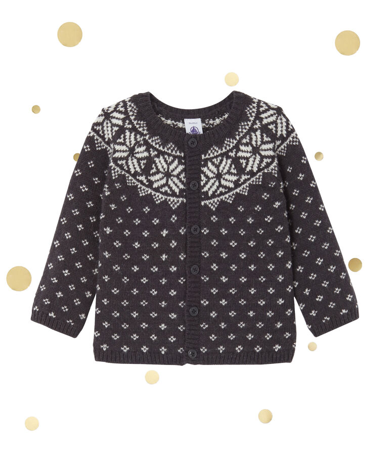 Cardigan in jacquardgeweven wolmix voor babyjongens grijs/multicouleur